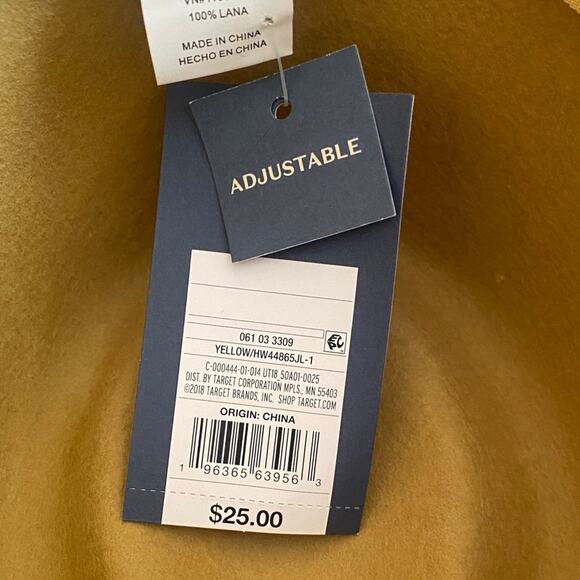 Universal Thread Classic Mustard Yellow Women's Hat 100% Wool Adjustable - Picture 5 of 6